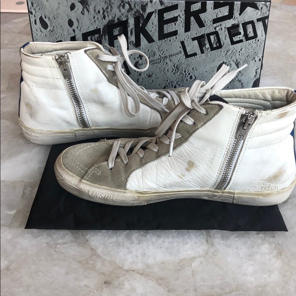 Sold 💕Golden Goose White Slide High-Top Sneakers - Picture 5 of 7